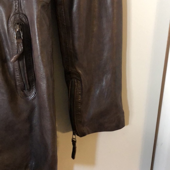 Brown leather coat Bod Christiansen size large - Picture 8 of 10